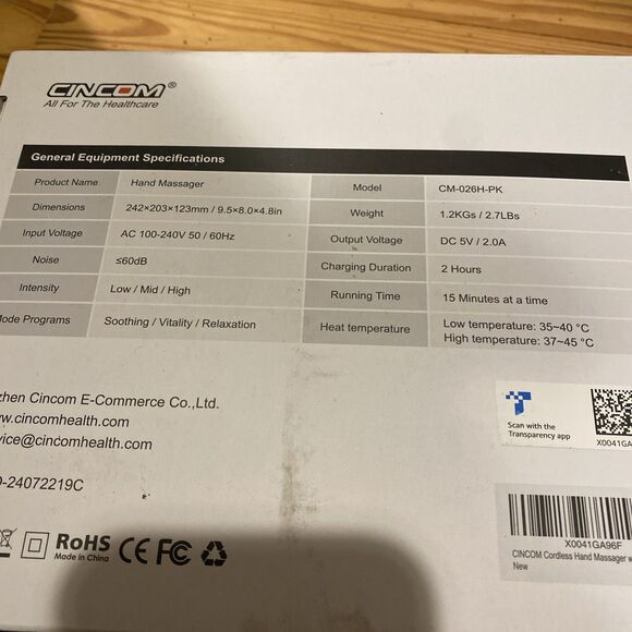 CINCOM Rechargeable Hand Massager w/Heat / Compression PINK CM-026H Sealed Gift - Picture 3 of 4